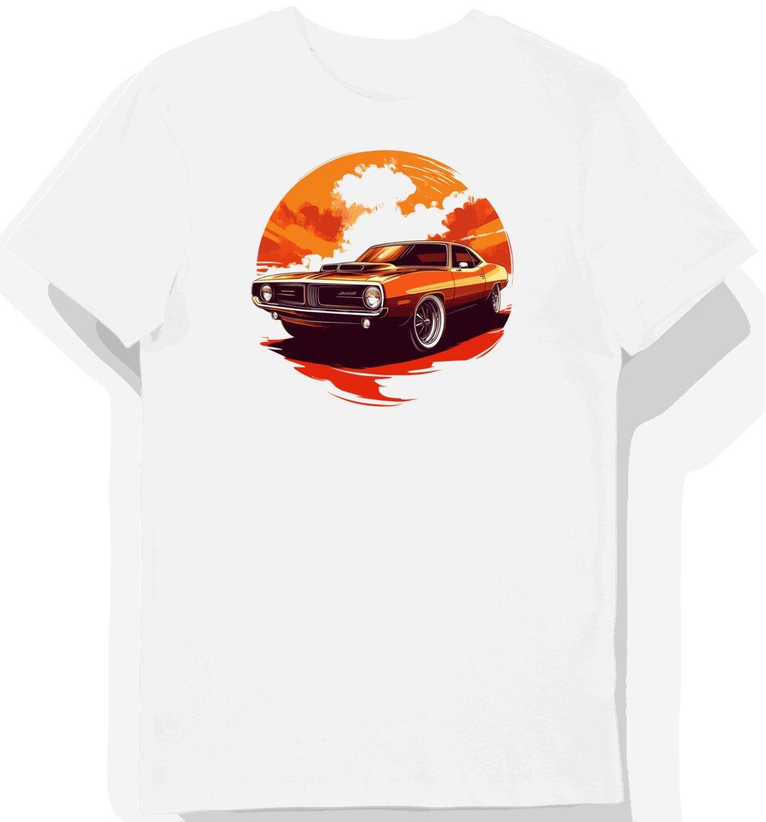 Koszulka męska biała Klasyczny Samochód Barracuda w Polu S