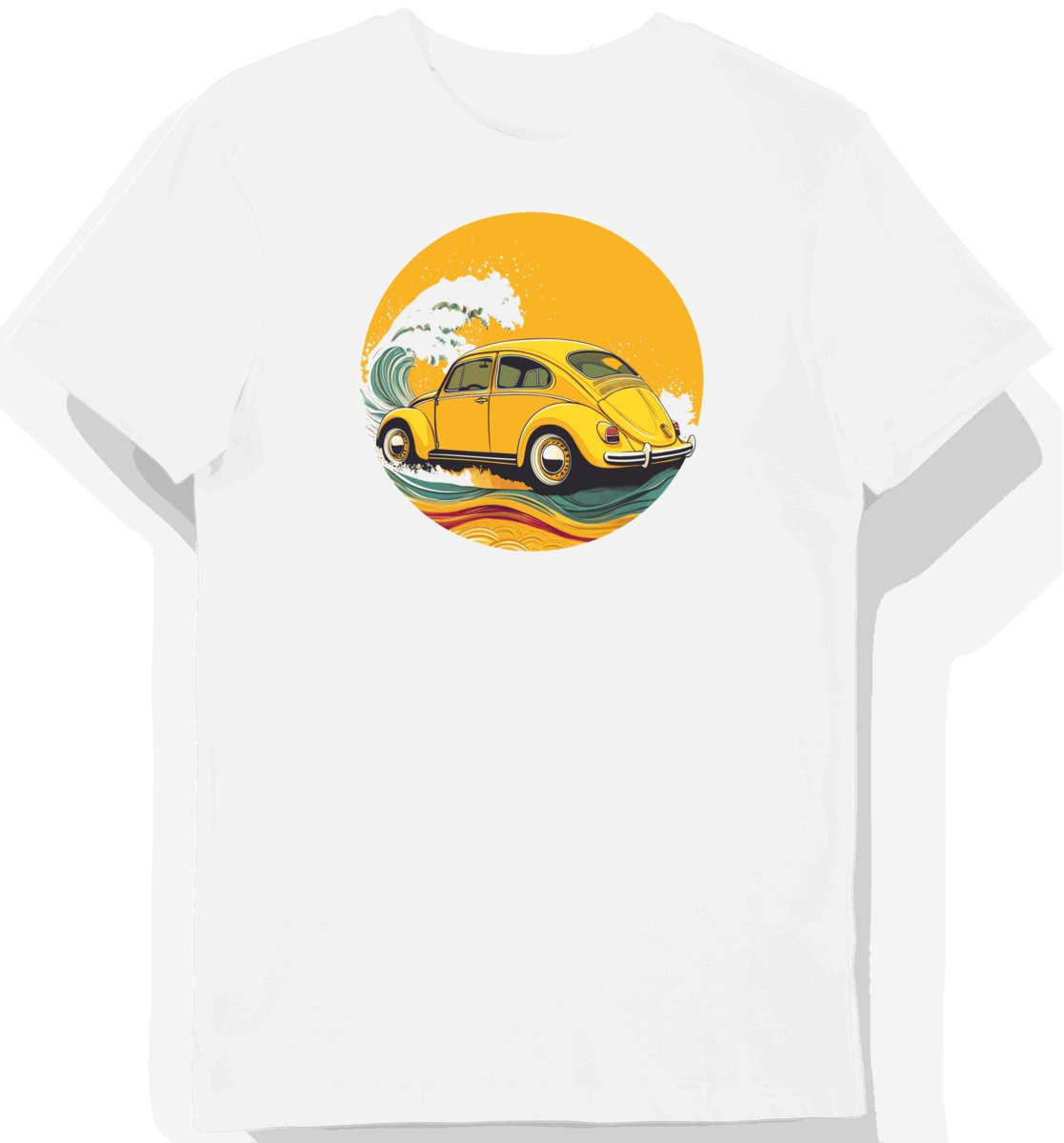 Koszulka męska biała z Wyrafinowanym Motywem Klasycznego Garbusa XXL