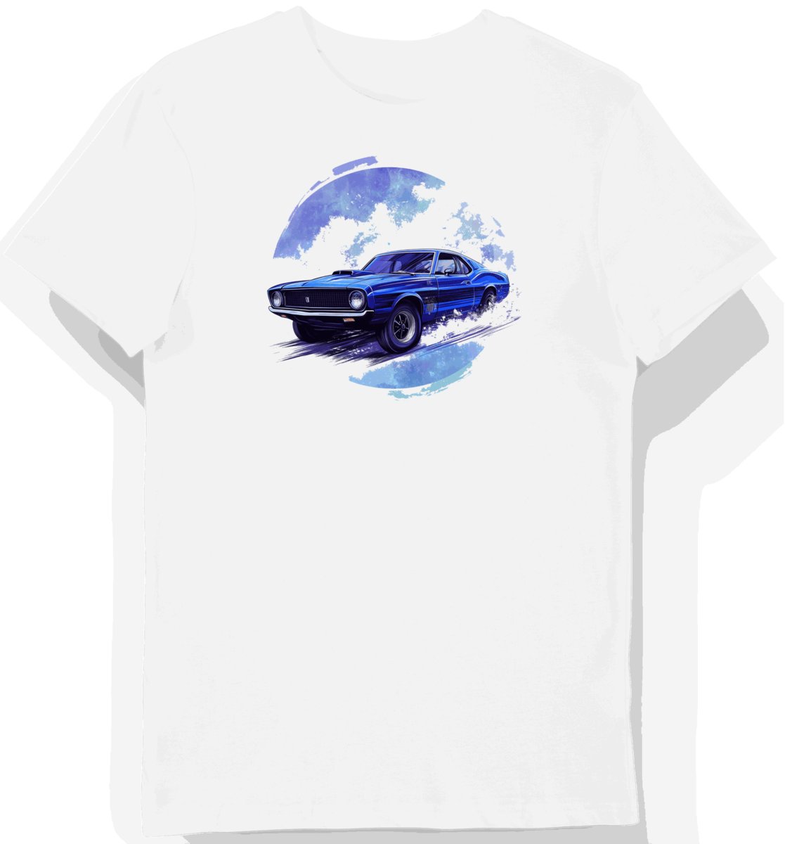 Koszulka męska biała Wyścigowa z Klasycznym Samochodem XXL