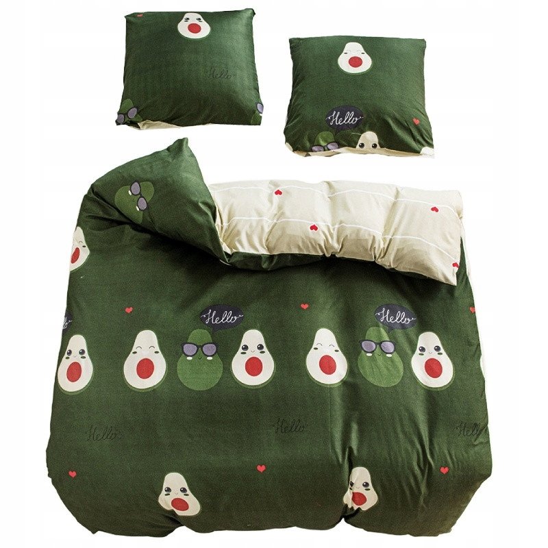 Pościel 200x220 bawełna satynowa dwustronna GierekHoff 3 el awokado