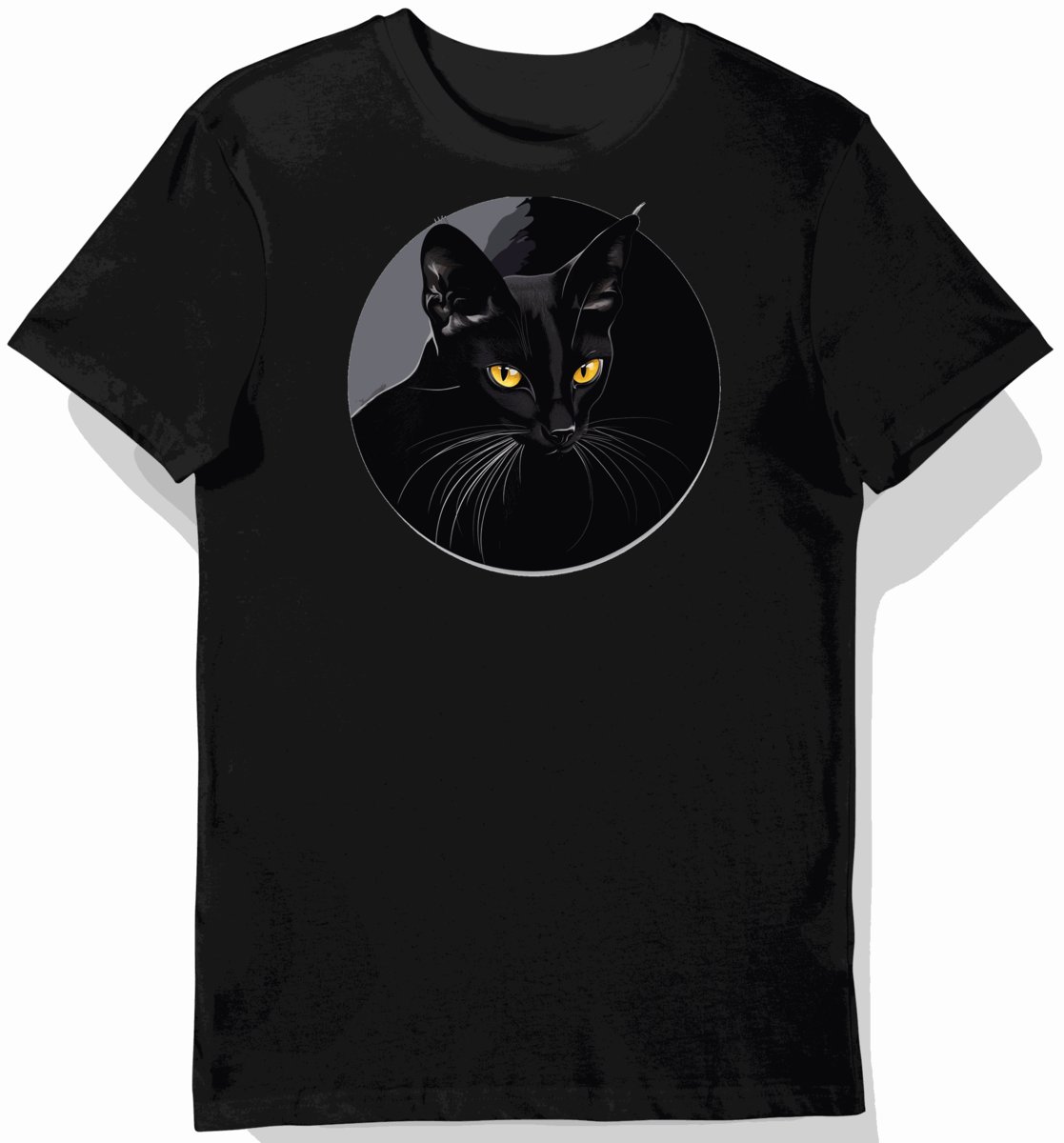 Koszulka męska czarna z motywem eleganckiego kota w cieniu XXL
