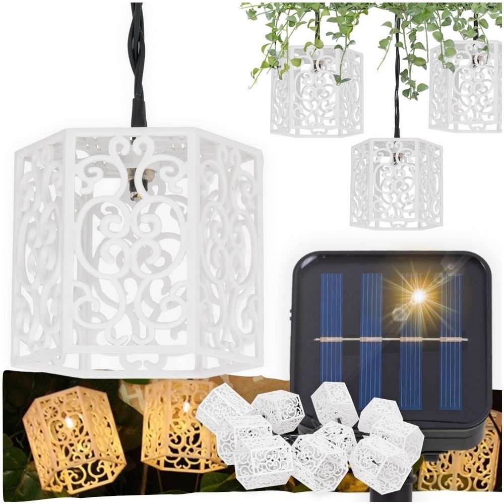GIRLANDA SOLARNA ogrodowa Lampki do ogrodu 10x LED ozdobne AŻUR Lampa kosz