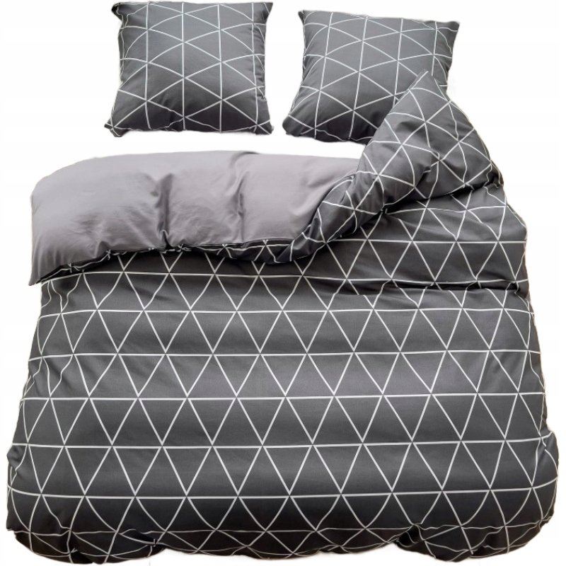 POŚCIEL 200x220 DWUSTRONNA BAWEŁNA SATYNA GierekHoff KOMPLET 3 cz SZARA