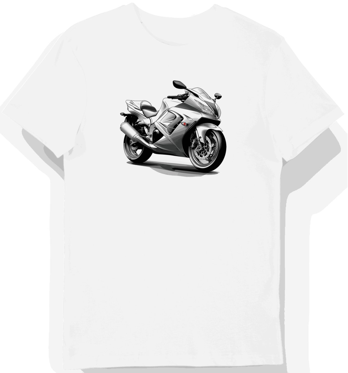 Koszulka męska biała z motywem eleganckiego motocykla Honda XXL