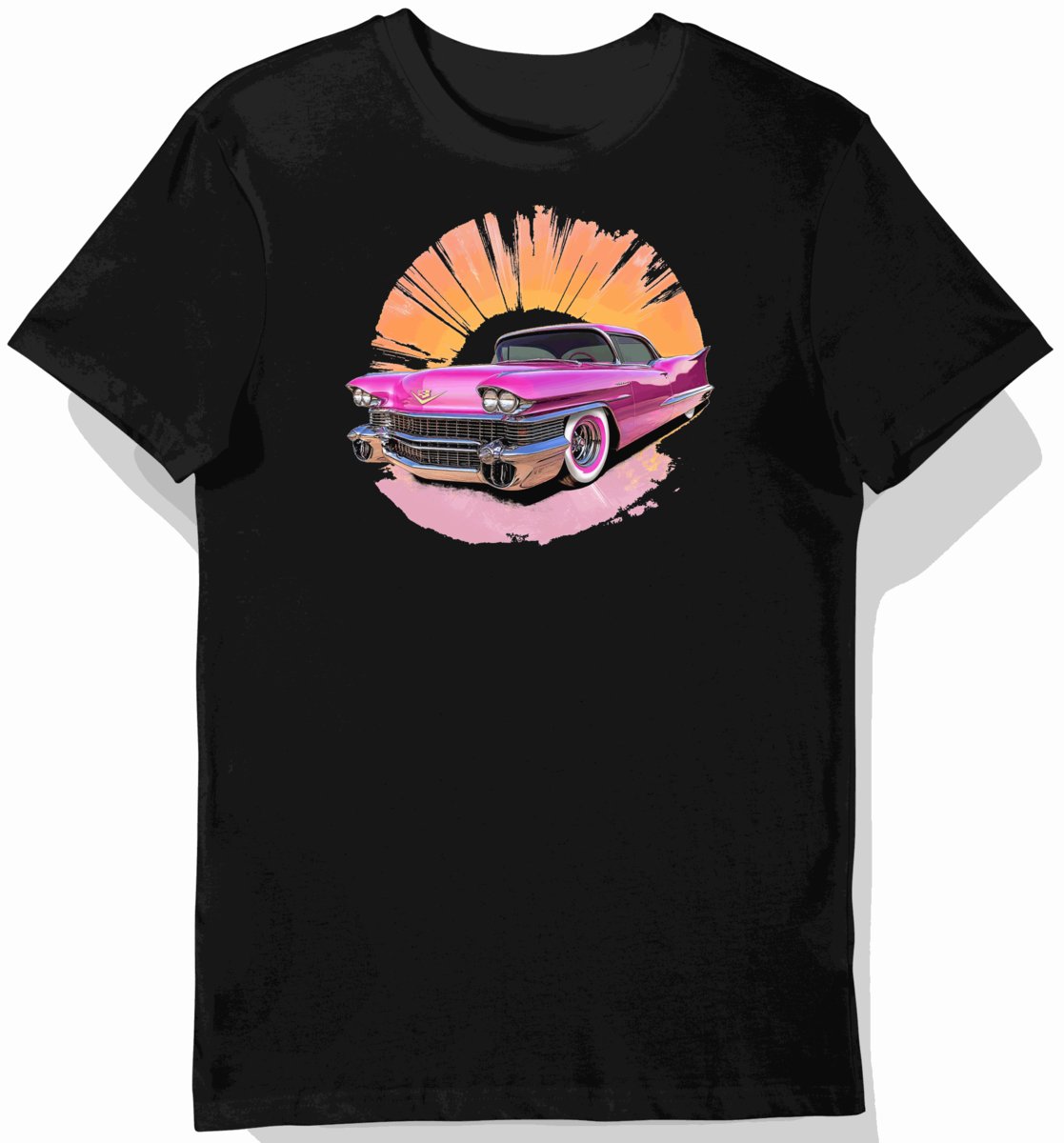 Klasyczna Koszulka męska czarna z Motywem Futurystycznego Cadillaca S