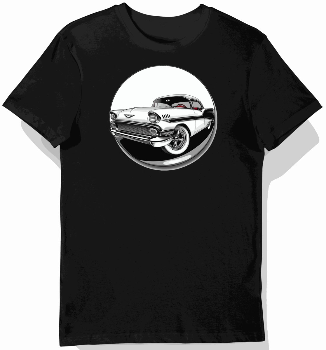 Koszulka męska czarna z klasycznym autem Pontiac Bonneville S