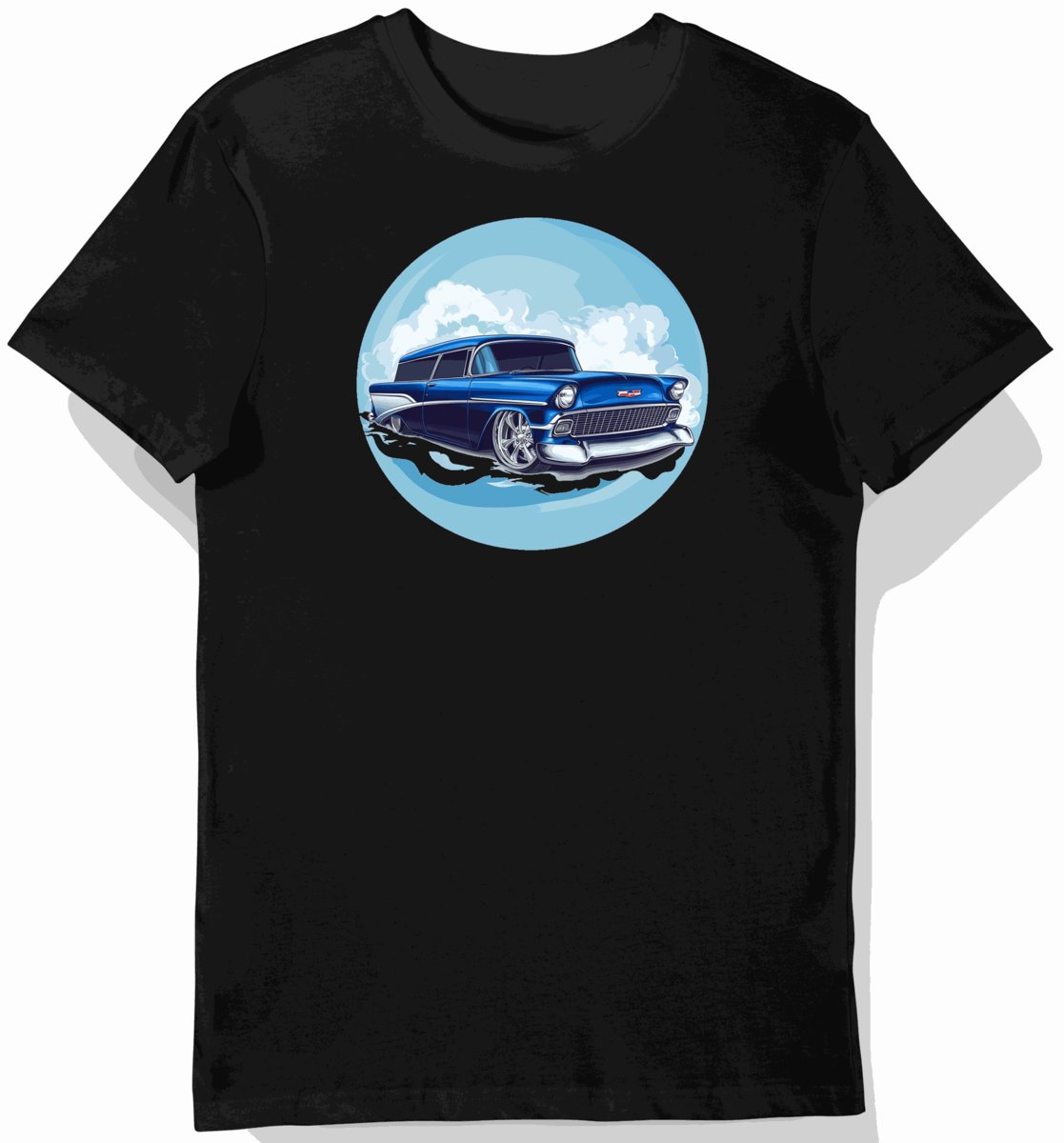 Koszulka męska czarna z Motywem Klasycznego Chevrolet Nomad M