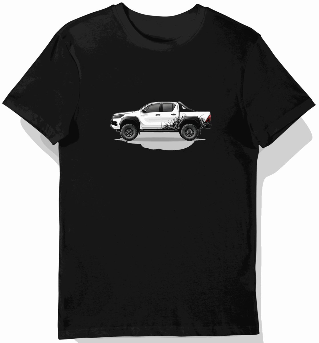 Koszulka męska czarna z motywem eleganckiej terenówki Toyota Hilux M