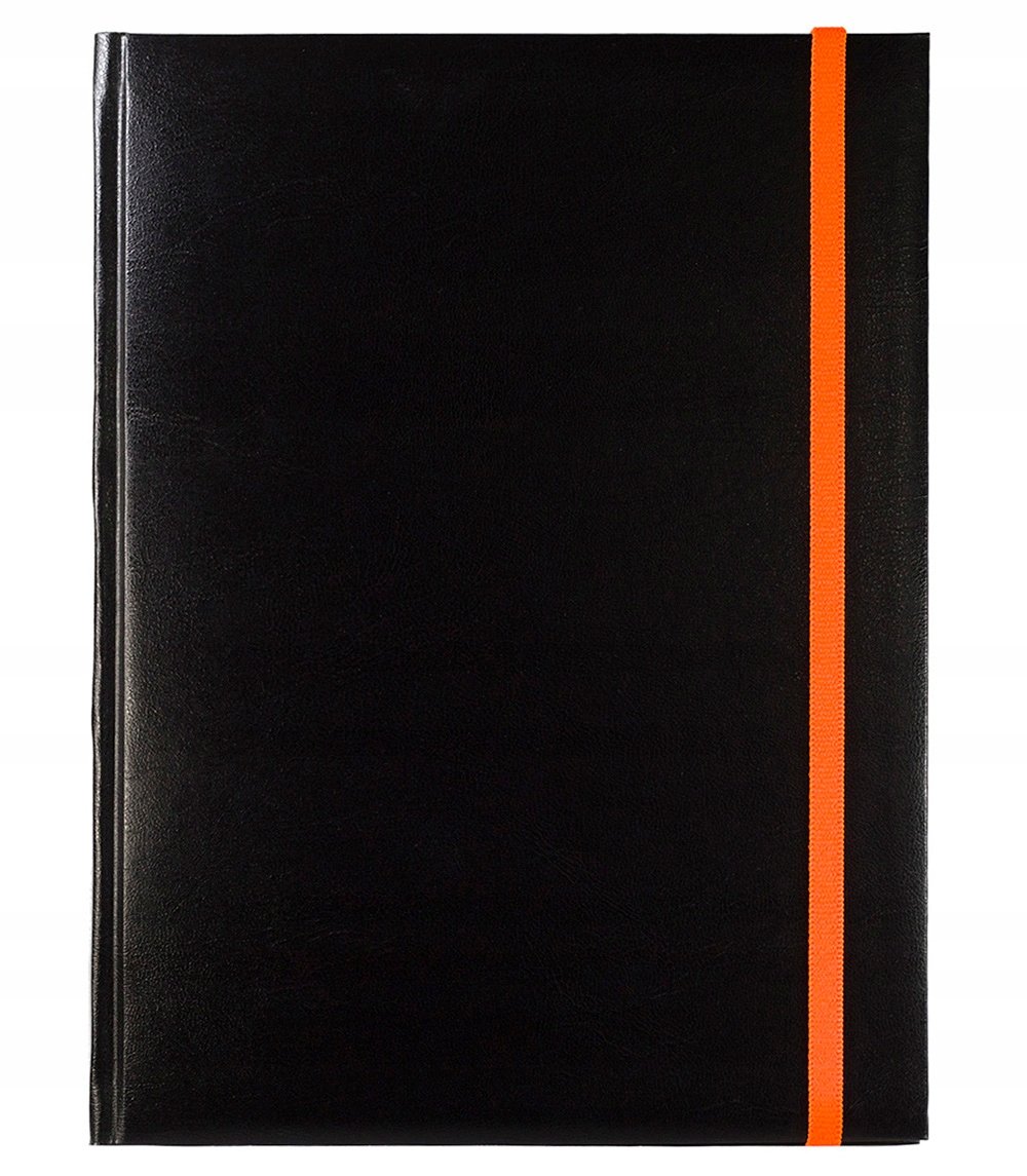 Notes książkowy A4 Mexo CZARNY gumka zamykająca pomarańczowa, notatnik
