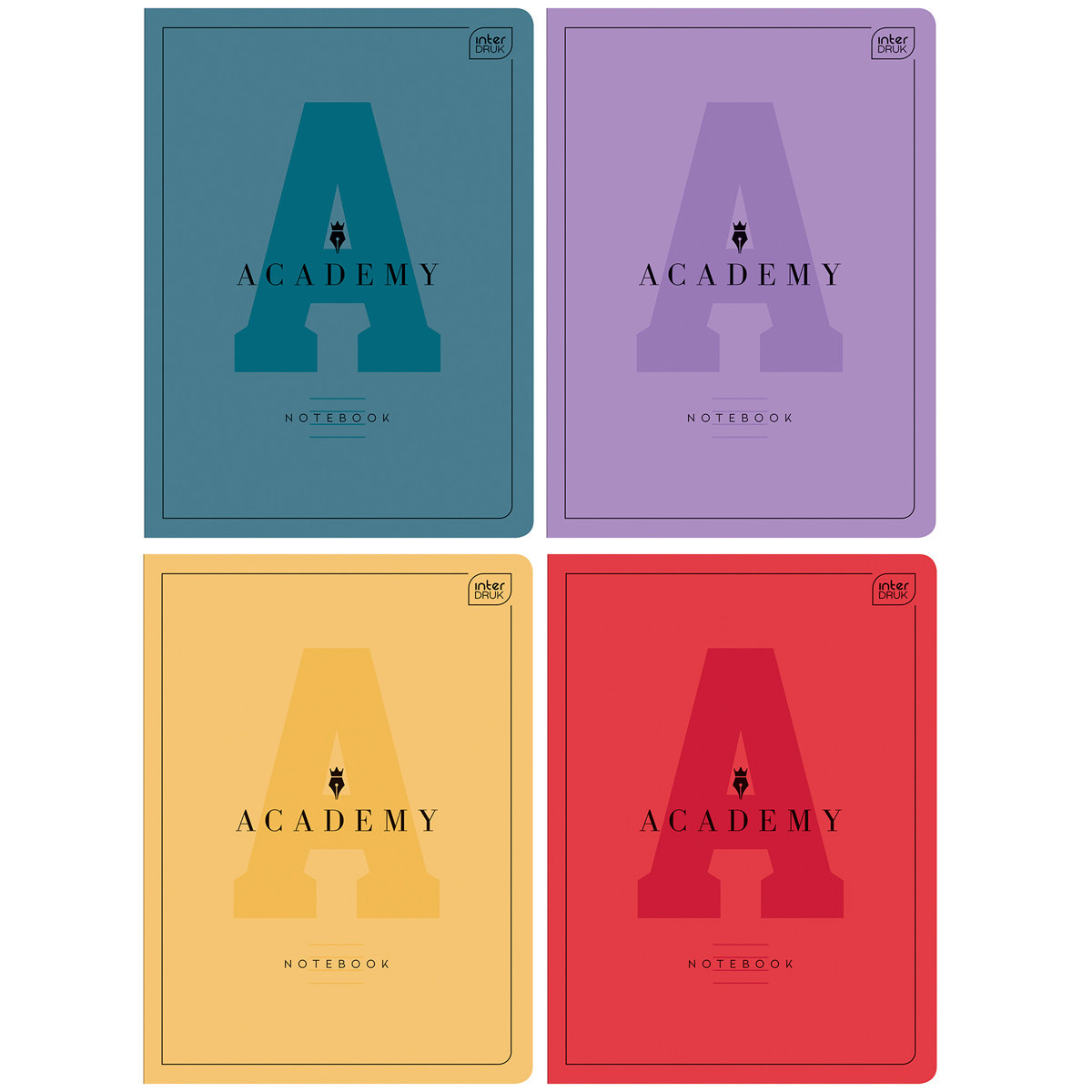 4X ZESZYT A5, 60 KARTEK, LINIA Z MARGINESEM, INTERDRUK ACADEMY