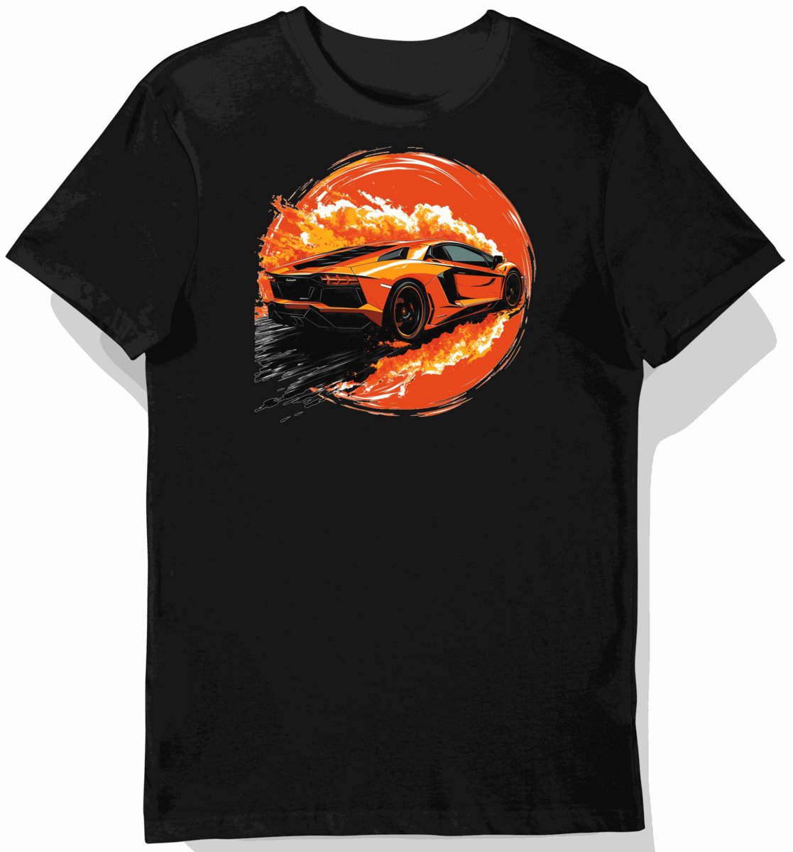 Koszulka męska czarna z dynamiczną sylwetką sportowego auta XXL