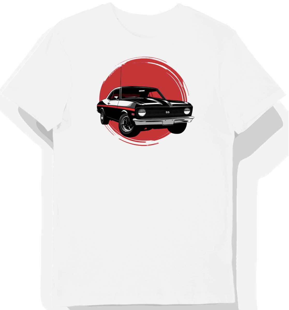 Koszulka męska biała z motywem klasycznego Chevroleta w ruchu XL