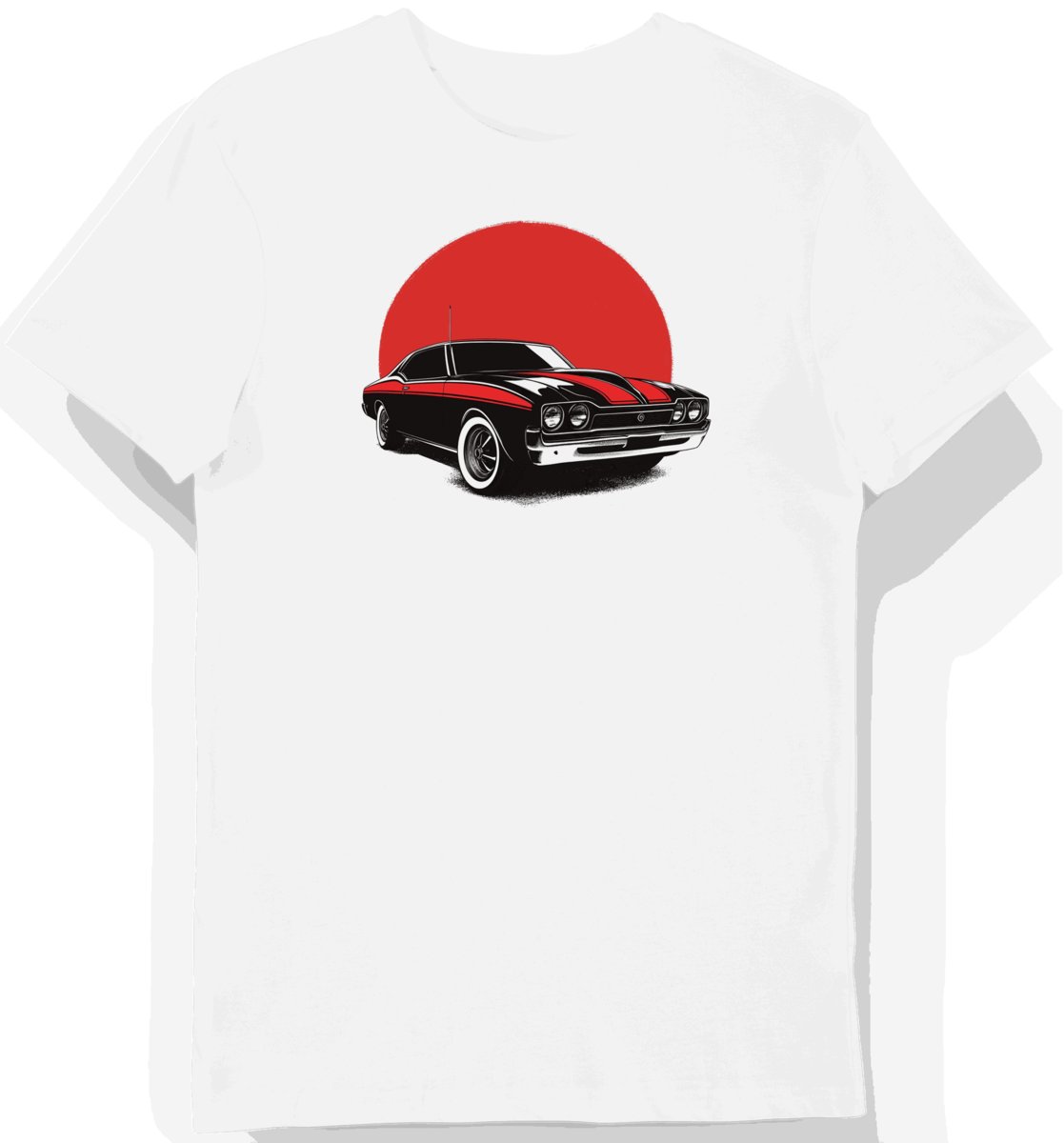 Koszulka męska biała z dynamicznym wzorem samochodu sportowego 3XL