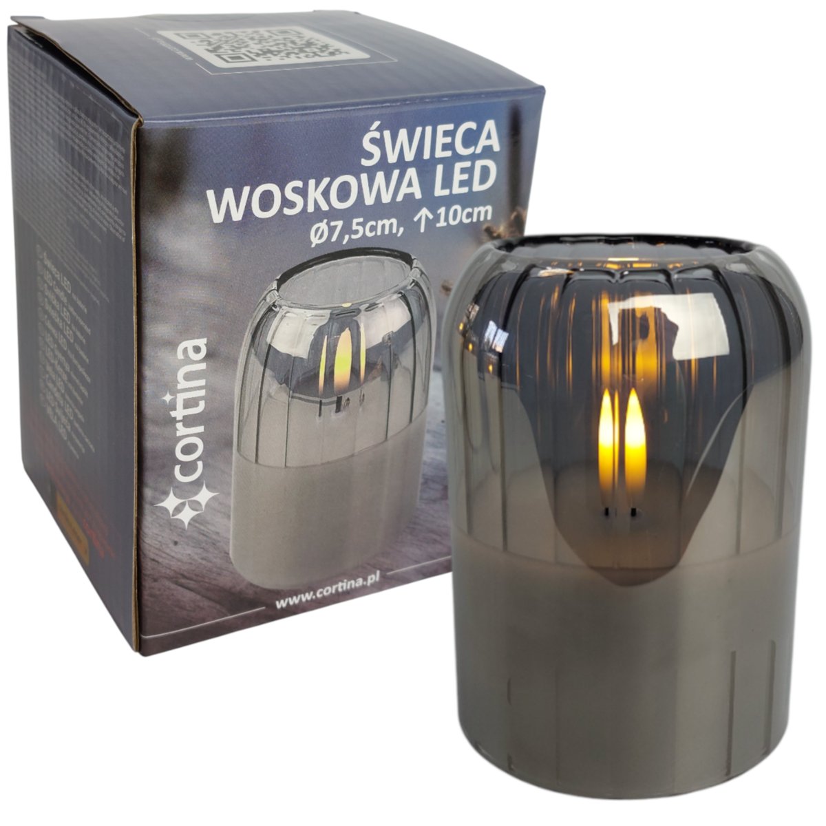 SZKLANA ŚWIECA WOSKOWA LED 10CM OZDOBA ŚWIECZKA Z EFEKTEM PŁOMIENIA R6
