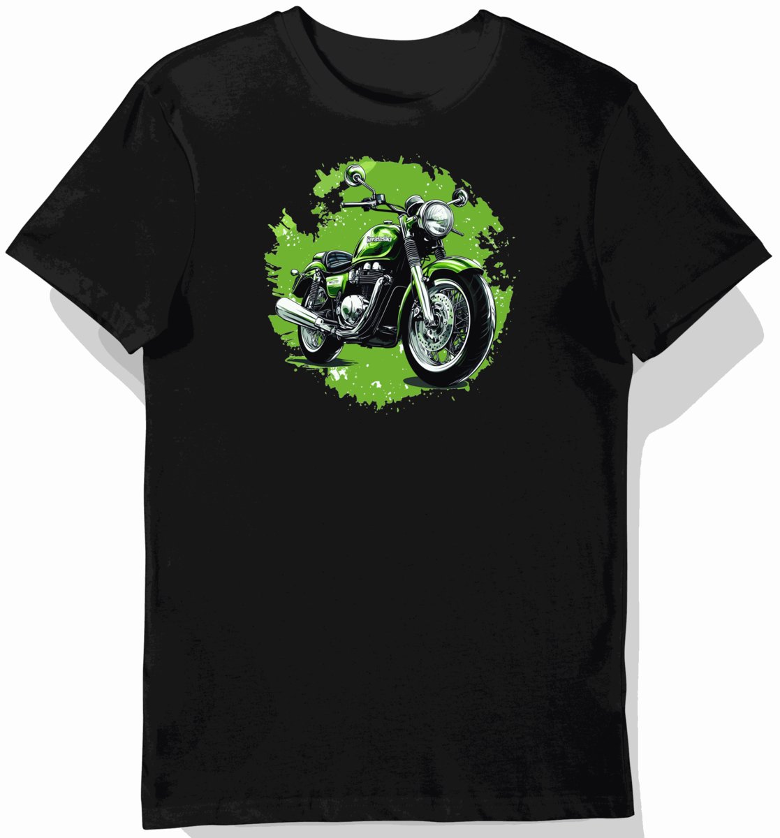 Koszulka męska czarna z motywem klasycznej kawasaki S