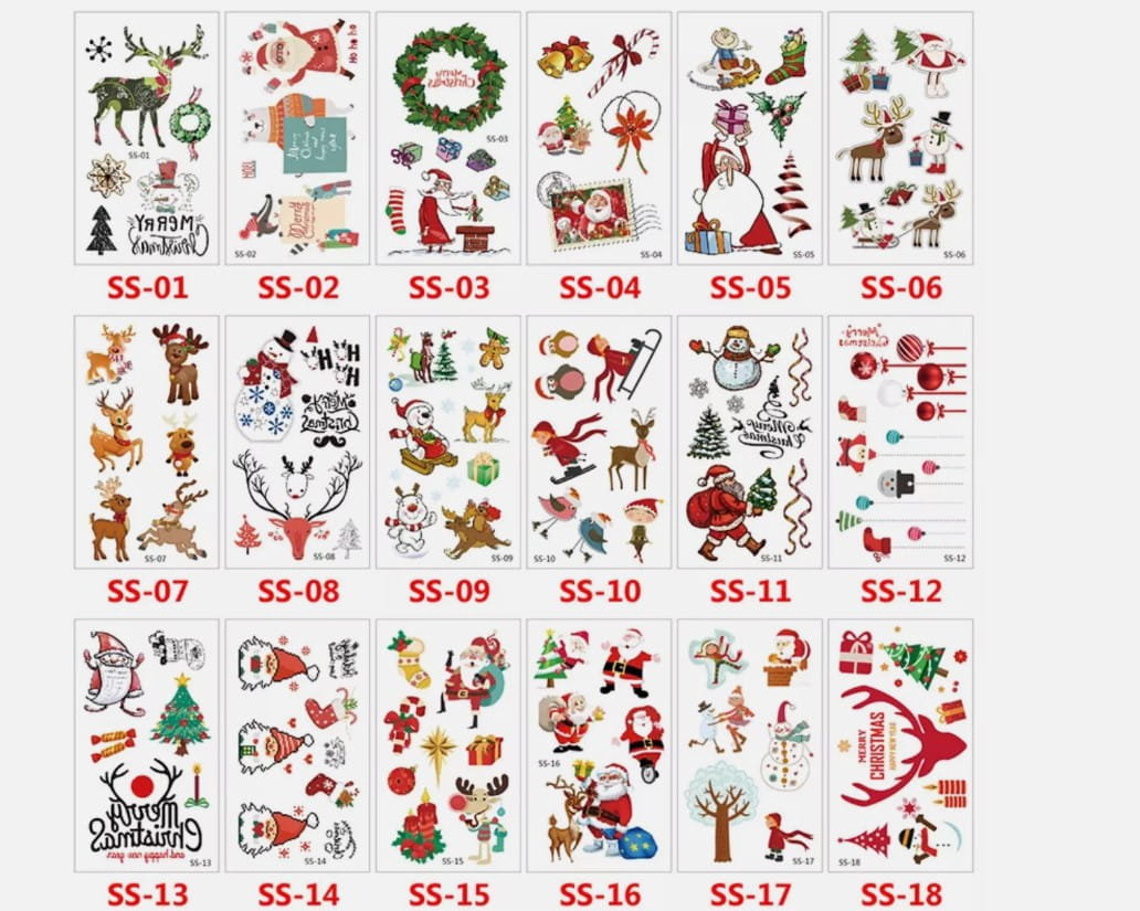 Świąteczne tatuaże 20 arkuszy