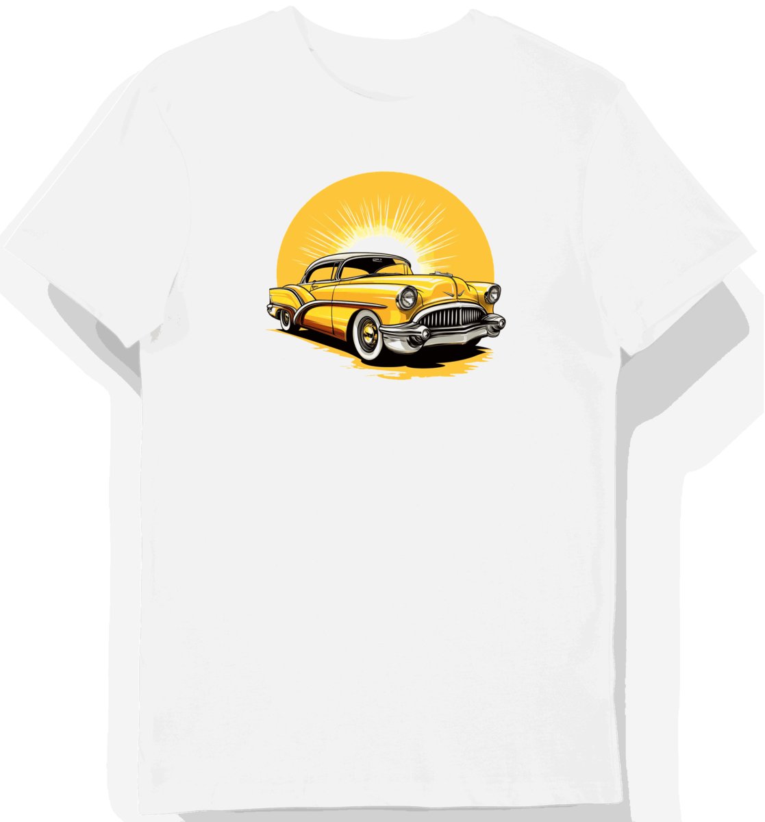 Koszulka męska biała z Klasycznym Motywem Samochodowym XXL