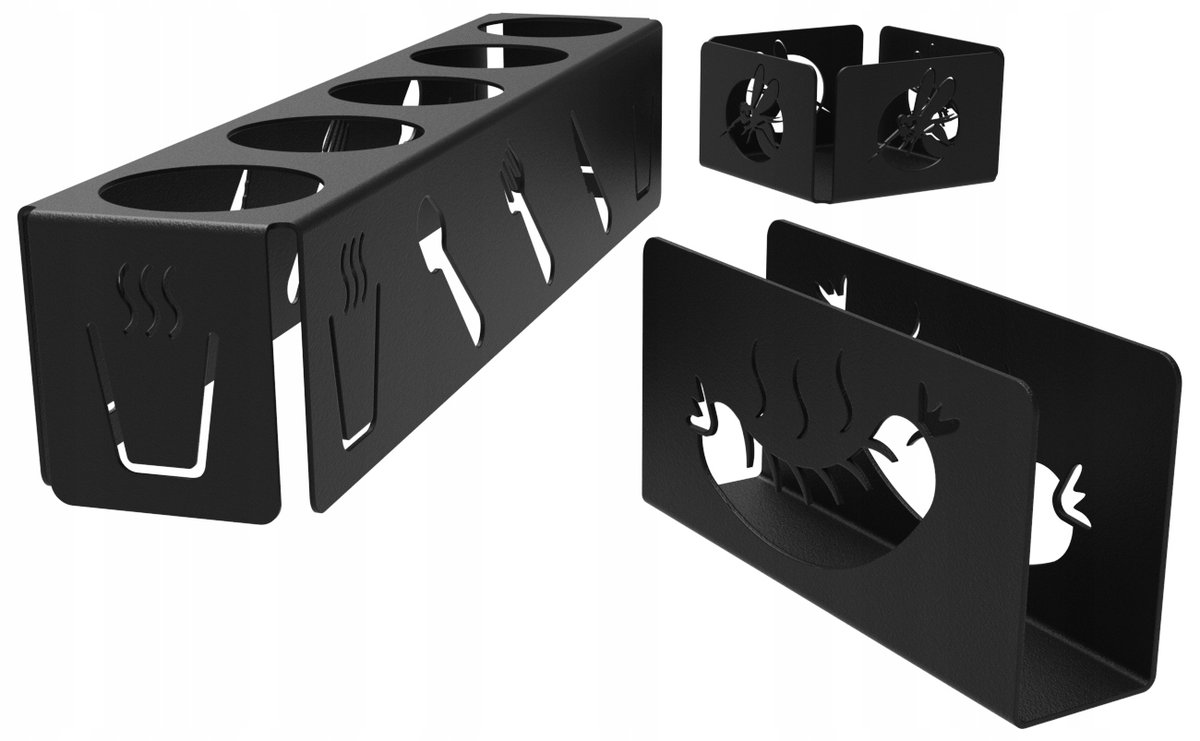 Zestaw GRILLOWY BARBECUE Organizer na sztućce + ŚWIECZNIK + SERWETNIK