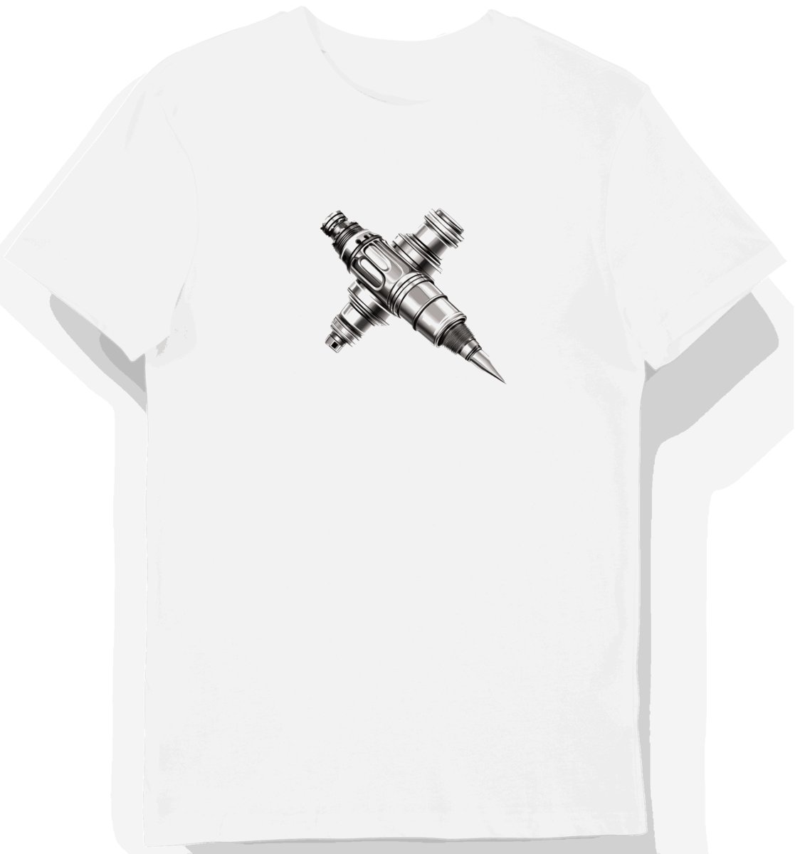 Koszulka męska biała z eleganckim motywem motorowym S