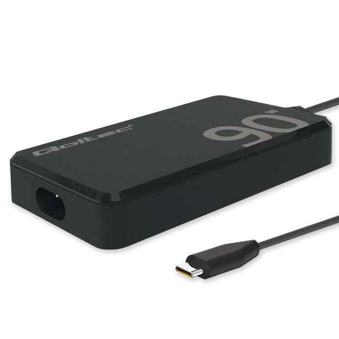 Qoltec Ładowarka sieciowa 90W GaN Super Fast SLIM PD 5-20V 4.5A USB-C 3.1 Laptop MacBook Smartfon + kabel