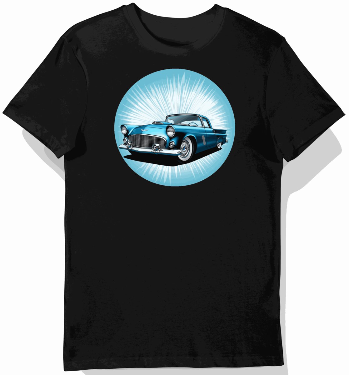 Koszulka męska czarna z eleganckim samochodem Thunderbird XXL