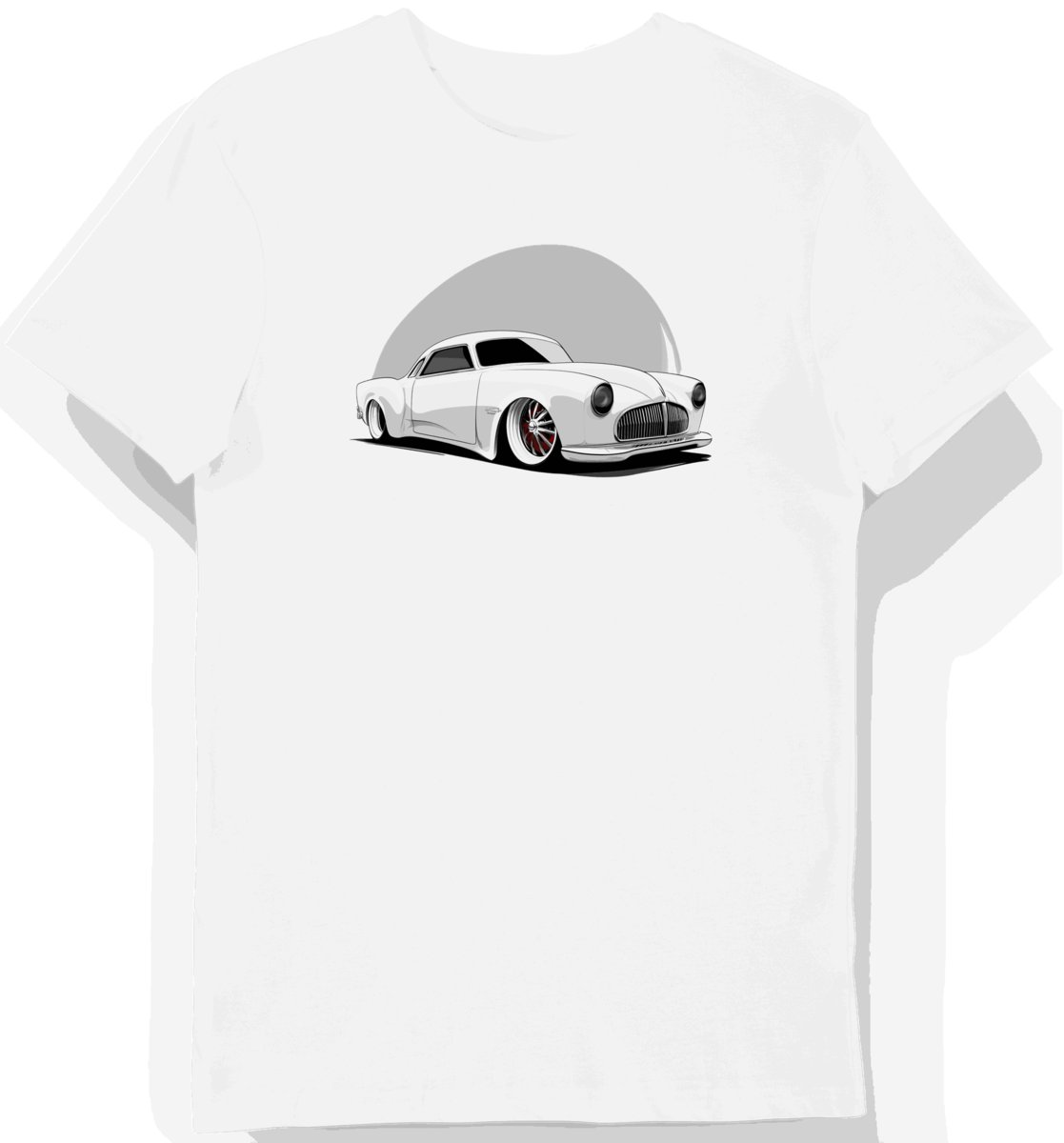 Koszulka męska biała z motywem klasycznego samochodu Studebaker Hawk L