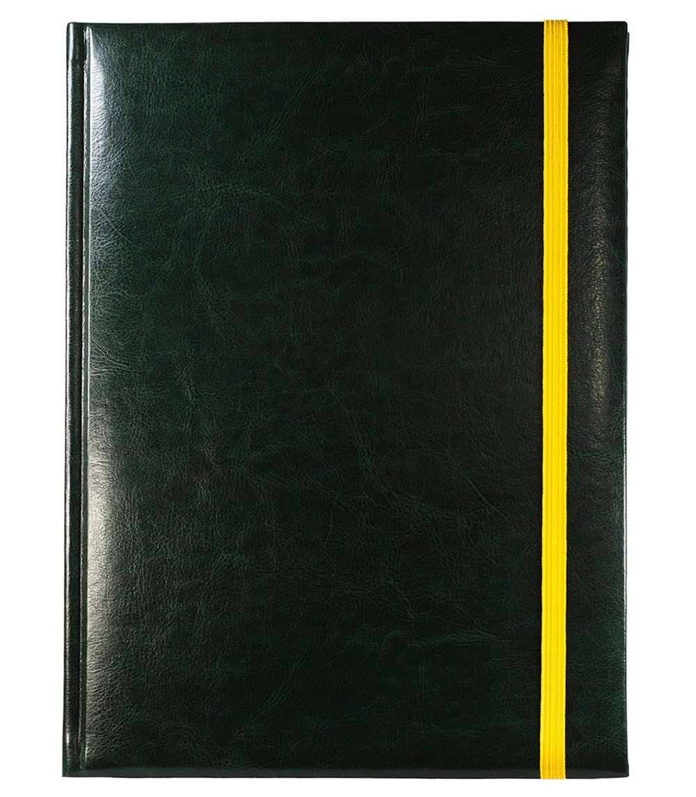 Notes książkowy A4 Sydne ZIELONY gumka zamykająca żółta, notatnik