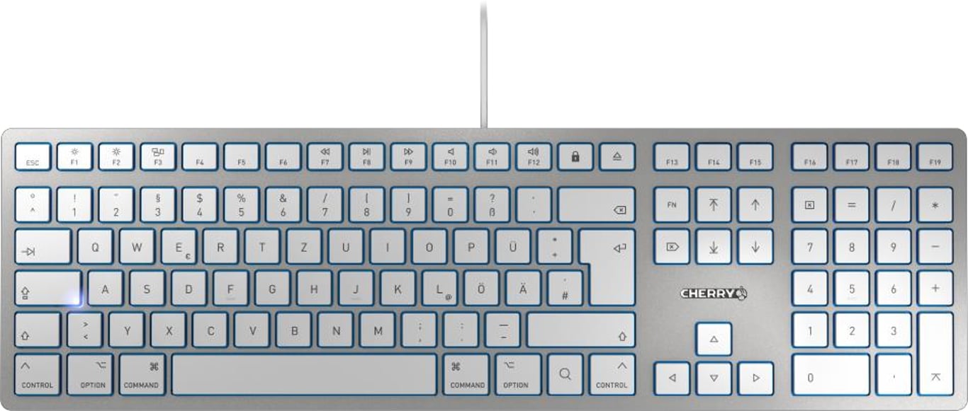 CHERRY KC 6000 SLIM FOR MAC klawiatura Biuro USB AZERTY Francuski Srebrny JK-1610FR-1 JK-1610FR-1