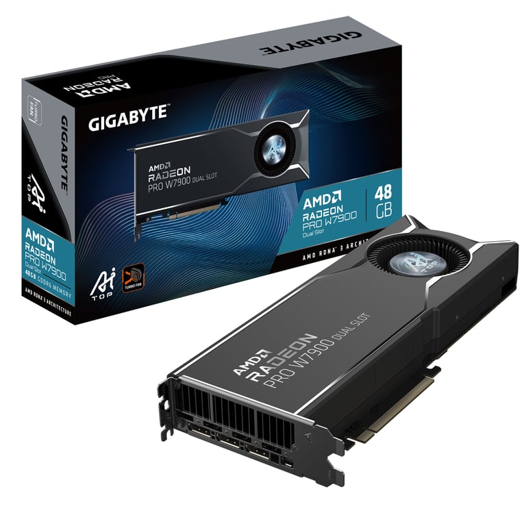GIGABYTE Radeon PRO W7900 Dual Slot AI TOP 48G AMD 48 GB GDDR6 W7900 AI TOP 48G