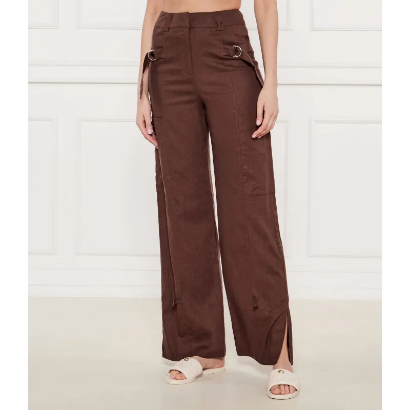 Patrizia Pepe Lniane spodnie cargo Regular Fit