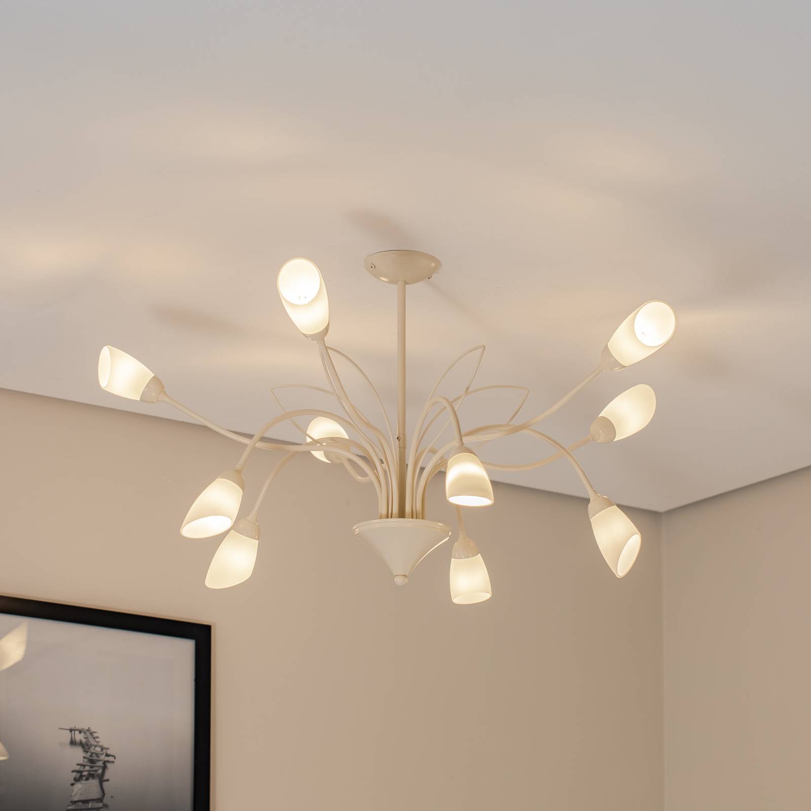 Lampa sufitowa Gloriosa Jupiter, możliwość ściemniania, kremowy / amber, salon / jadalnia, metal