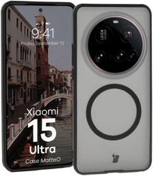 Bizon Etui z pierścieniem magnetycznym Case MatteO do Xiaomi 15 Ultra, przydymione-czarne