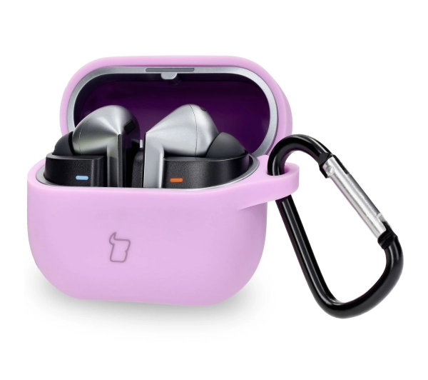 Bizon Silikonowe z karabińczykiem do Samsung Galaxy Buds 3/3 Pro Fioletowy