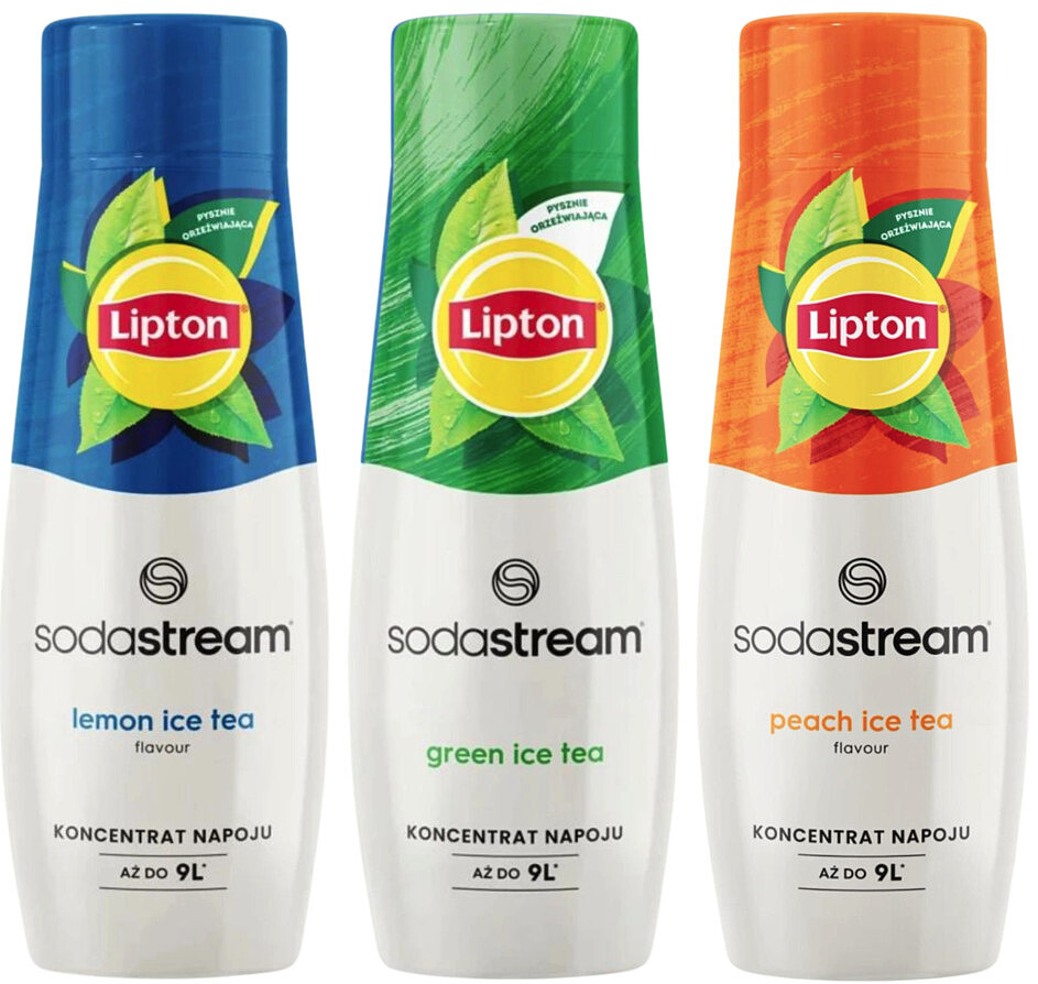 Zestaw SodaStream Syrop Lipton Green Ice Tea 440 ml + Syrop Lipton Ice Tea Lemon 440 ml + Syrop Lipton Ice Tea Peach 440 ml
