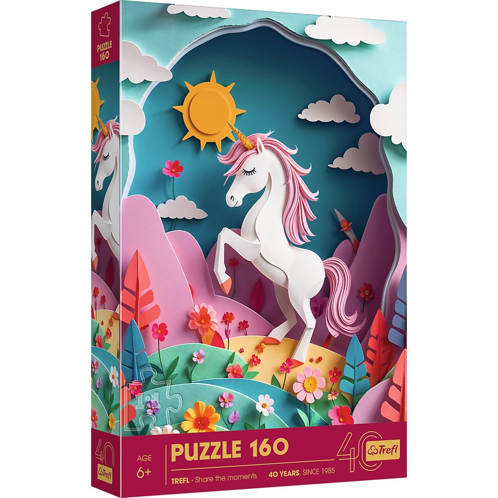 Puzzle, 40-lecie Trefl - Paper Art: Jednorożec, 160 el.