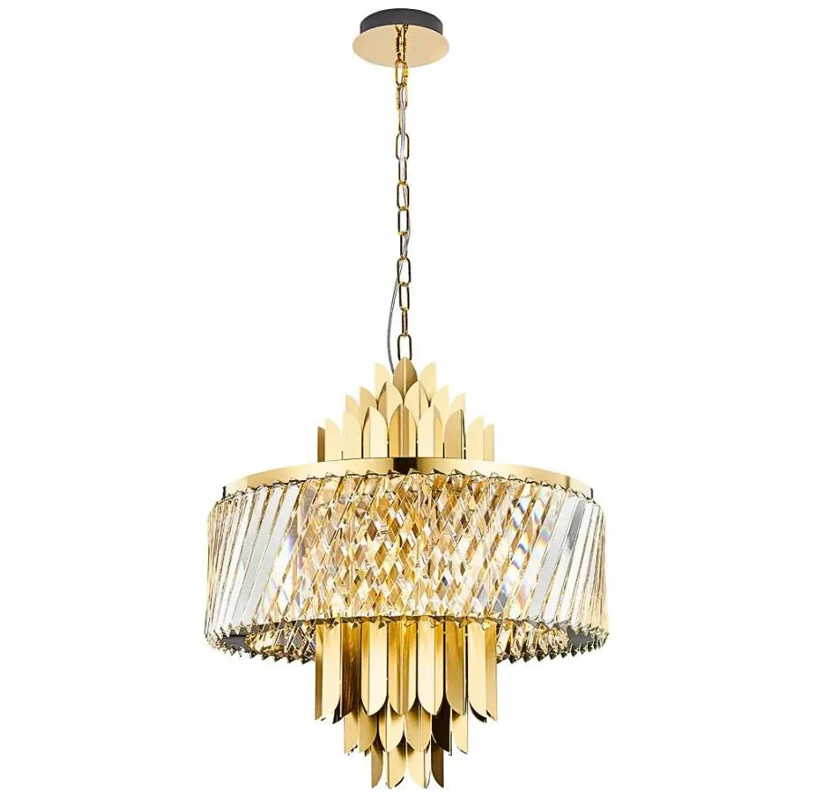 Złoty duży żyrandol z kryształami N9-C30