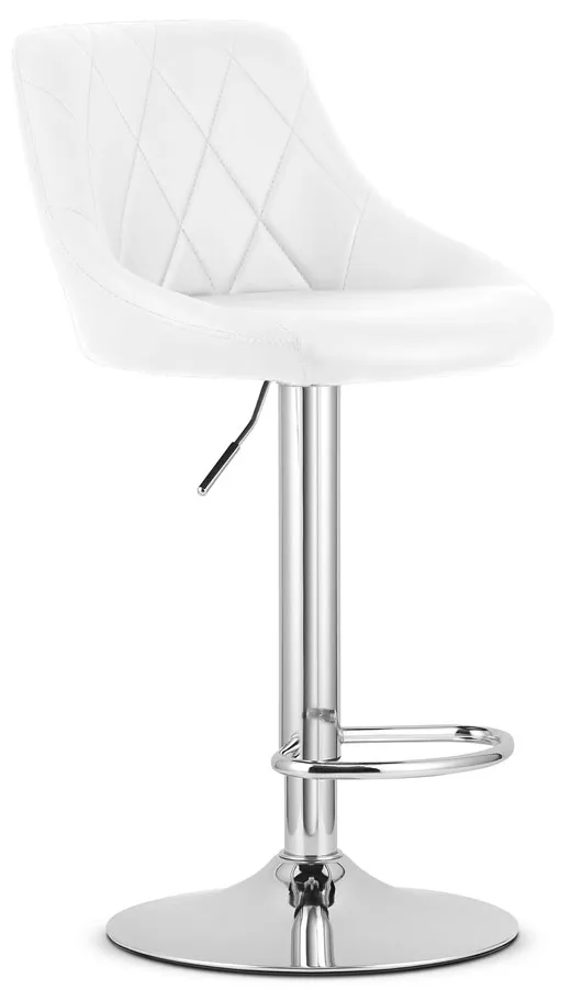 Biały chromowany hoker tapicerowany ekoskórą z oparciem Z6-E22