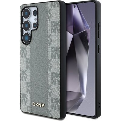 Etui DKNY Leather Checkered Pattern MagSafe do Samsung Galaxy S25 Ultra Ciemnoszary