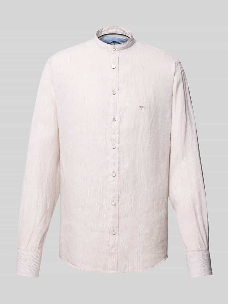 Koszula lniana o kroju slim fit ze stójką