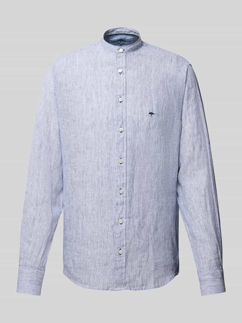 Koszula lniana o kroju slim fit ze stójką