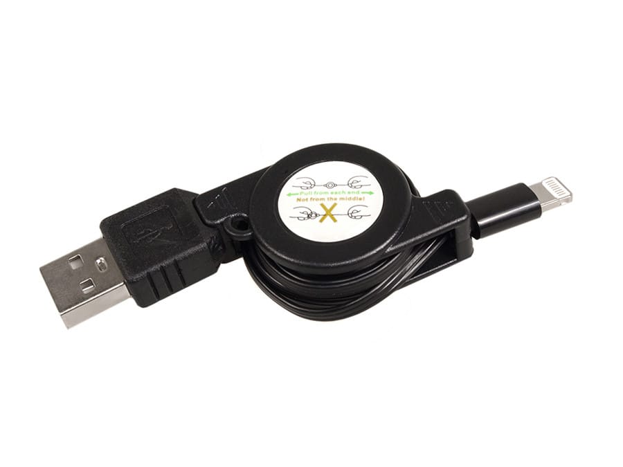 Kabel USB-lightning 8P czarny zwijany Maclean MCTV-731