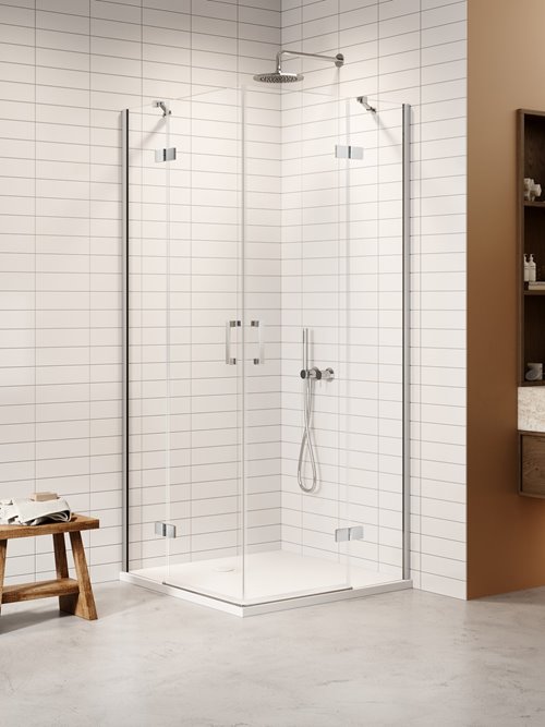 Kabina prysznicowa drzwi podwójne kolor chrom 100x90 cm K-3667 New Trendy Nesta Chrome