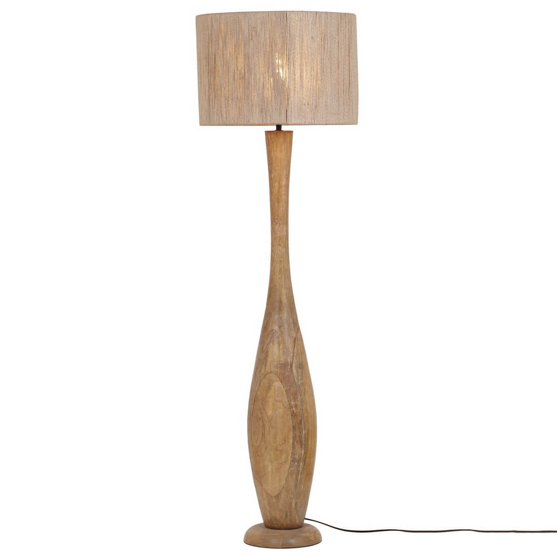 Podłogowa lampa drewniana TOBA 467200130 boho z wtyczką brązowa