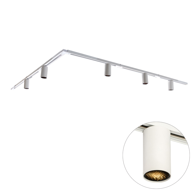 QAZQA Nowoczesny system oświetlenia szynowego z 5 białymi reflektorami jednofazowymi GU10 35 mm - Iconic Ruby