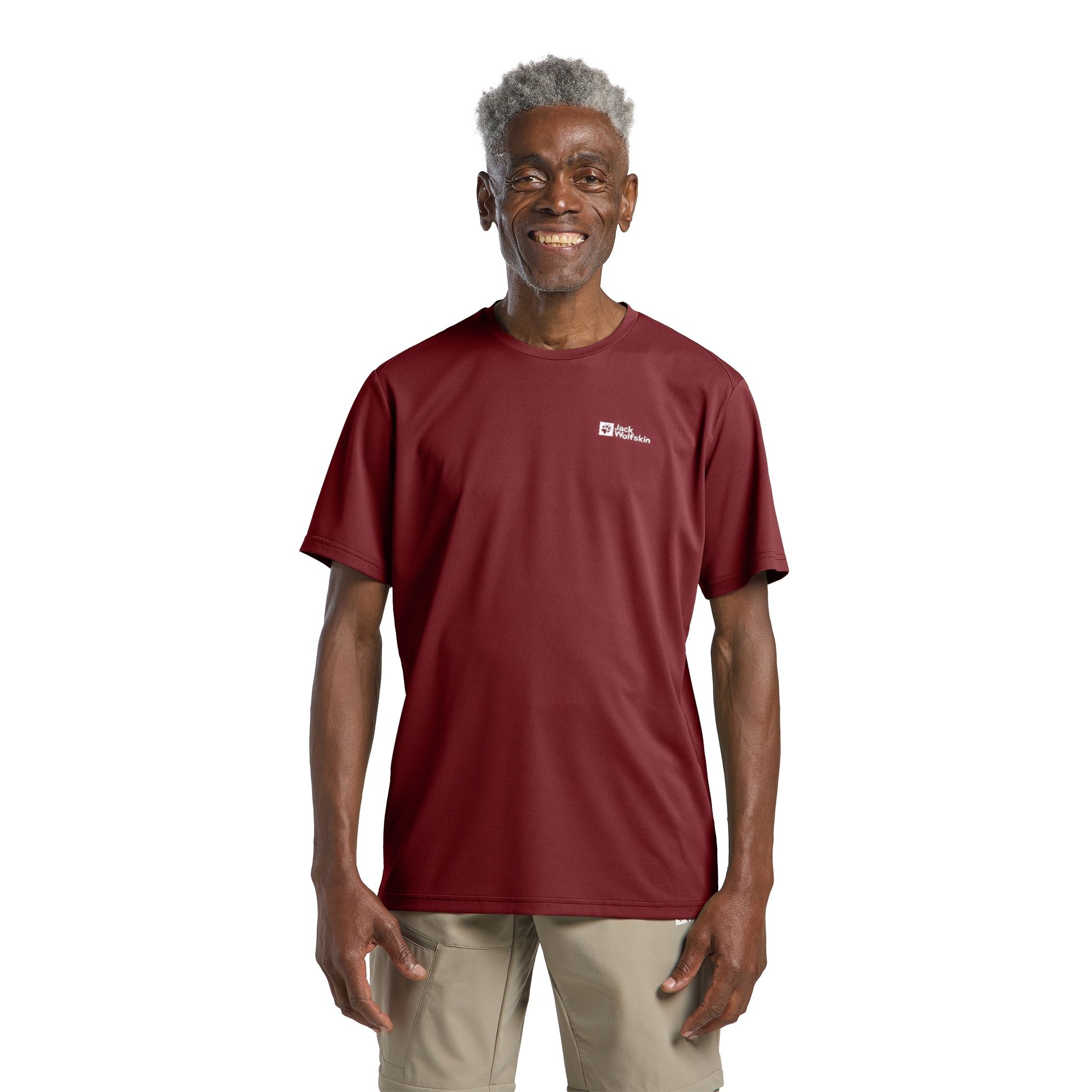 Męska koszulka Jack Wolfskin DELGAMI S/S M deep ruby - S
