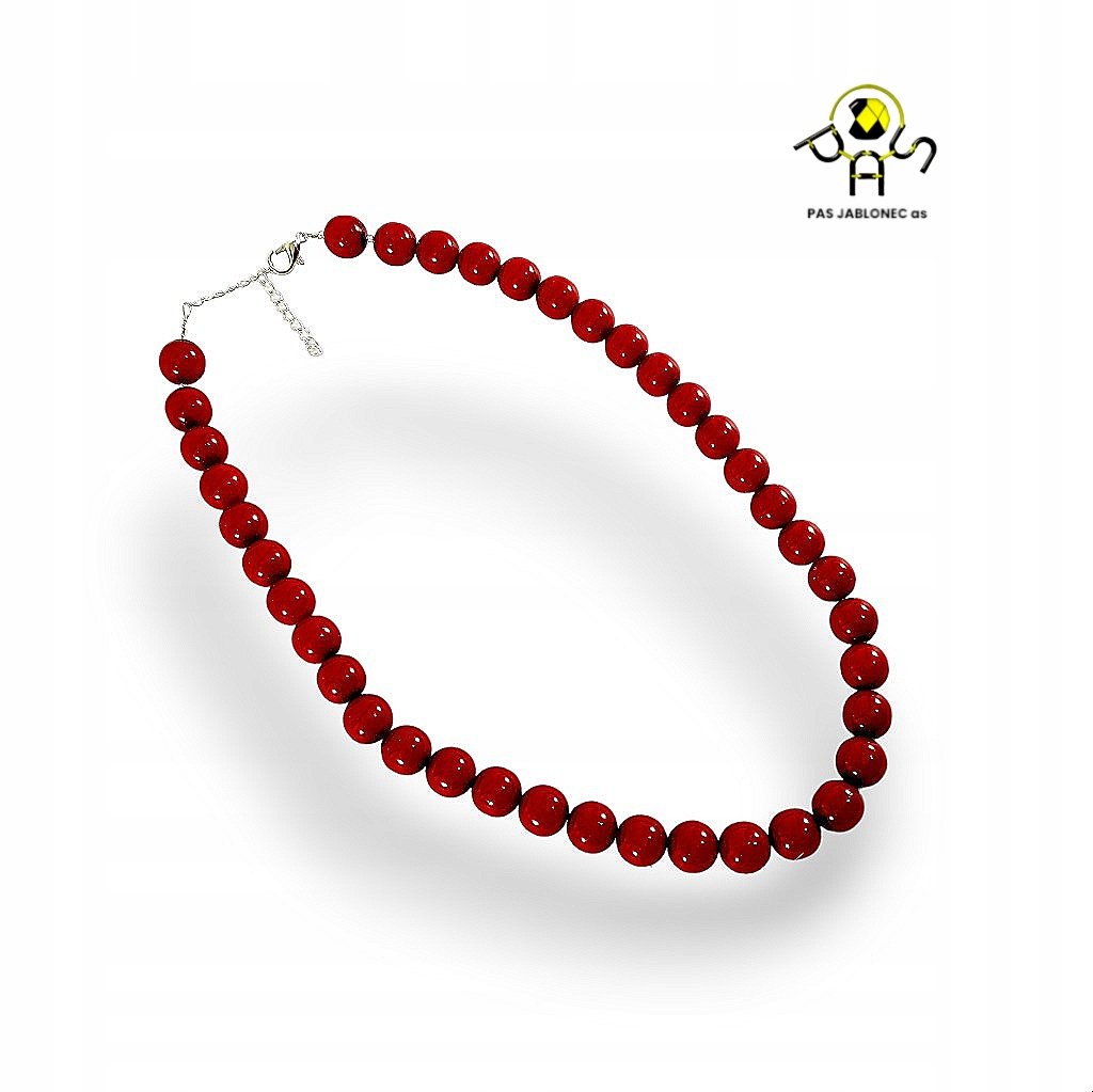 Naszyjnik Perłowy Czerwona Perła Korale czerwone szklane kulki