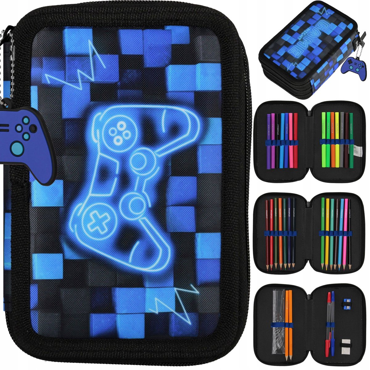 Starpak Piórnik Trzykomorowy z Wyposażeniem Pad Blue 552626