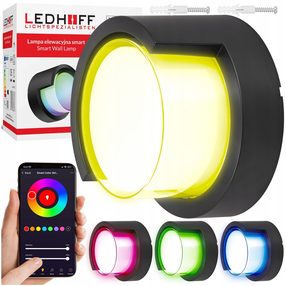 Lampa ścienna LED zewnętrzna na dom Kinkiet ELEWACYJNY RGB oświetlenie spot