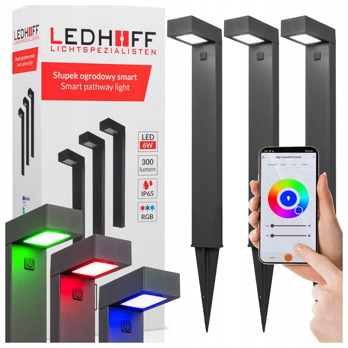 Lampy ogrodowe wbijane Słupki LED do ogrodu 3x SŁUPEK lampa aplikacja SMART