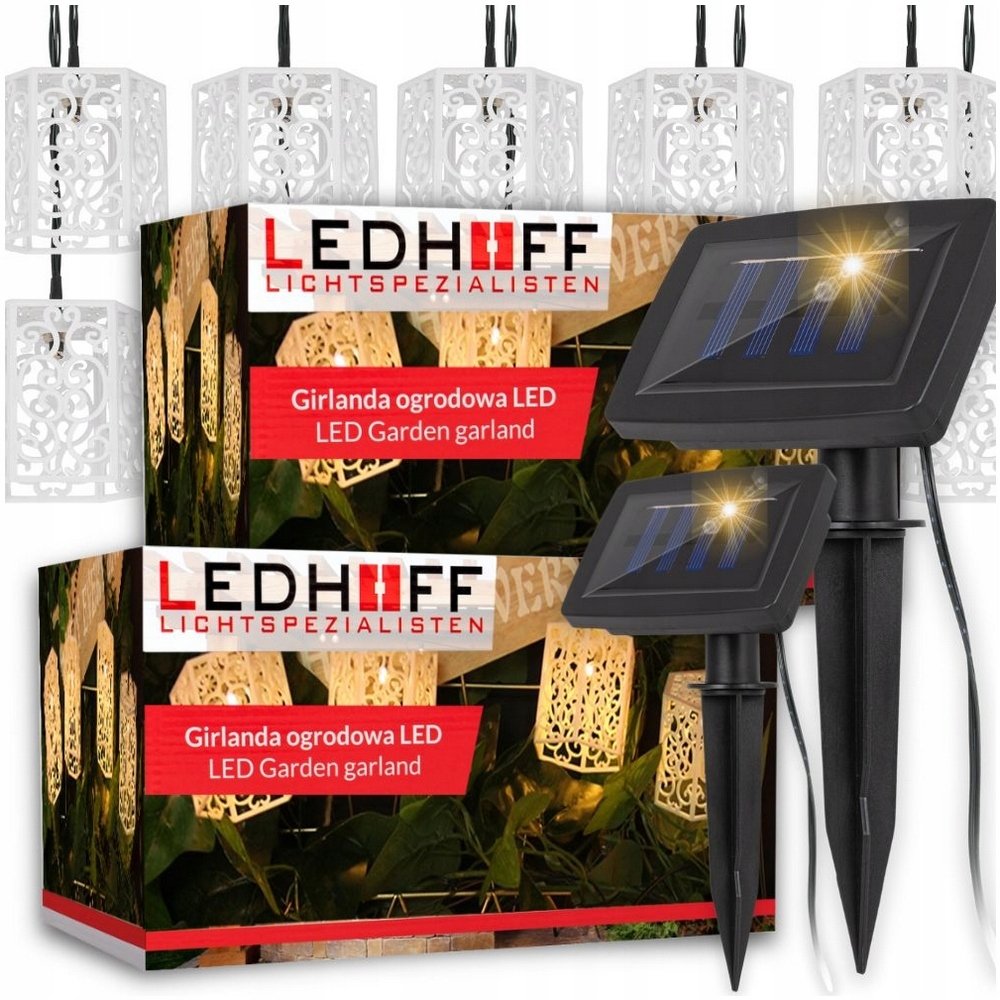 2x Girlanda solarna ogrodowa 10x LED lampki do ogrodu Łańcuch ozdobny 380cm